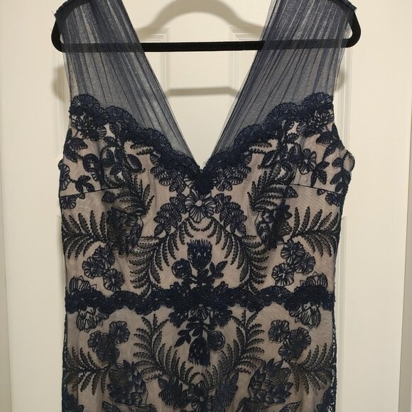 Tadashi Shoji Gibson Corded Lace Navy Size 14 - Picture 2 of 6
